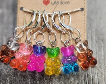 Glitter Gummy Bears stitch markers 6pc
