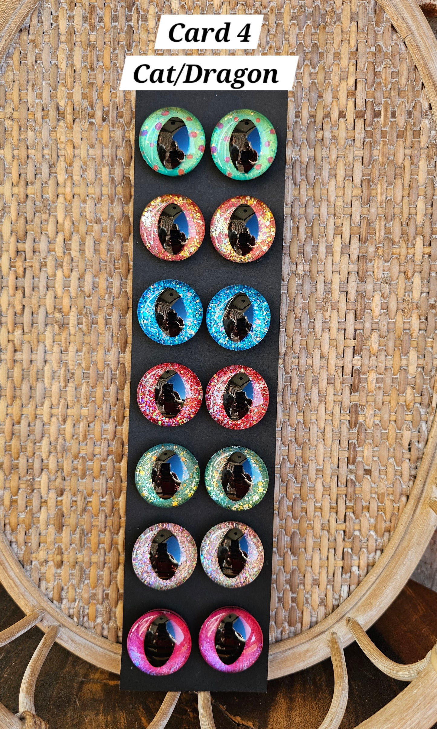 Card 4 Handpainted Glitter Sinker Recessed Safety Eyes Amigurumi Crochet