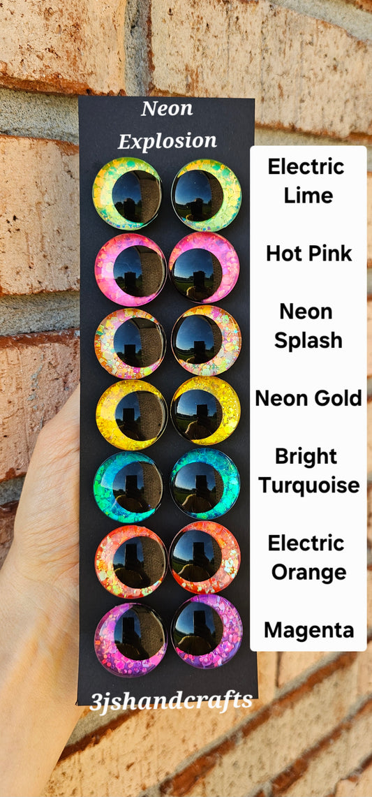 Bundle and Save Neon Explosion Collection Handpainted Sinker Recessed Safety Eyes Amigurumi Crochet