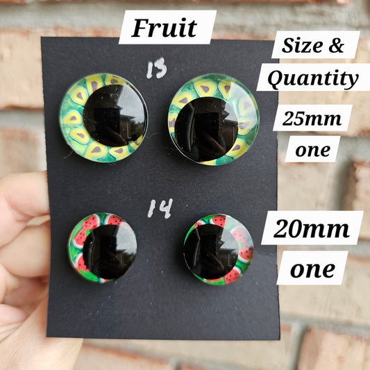 Fruit Specialty Eyes 30% DISCOUNT APPLIED Handpainted Glitter Sinker Recessed Safety Eyes Amigurumi Crochet