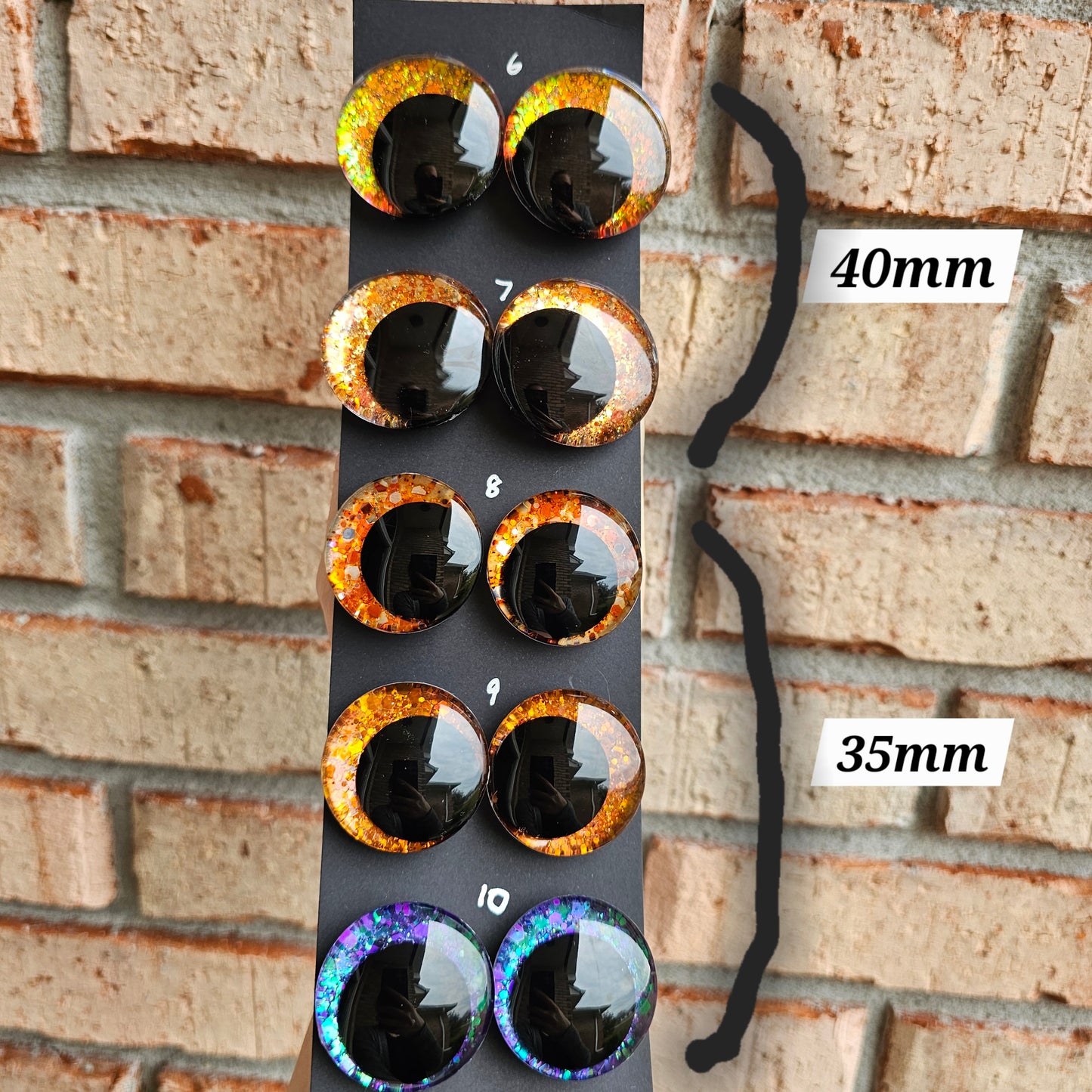 35mm & 40MM Eyes 30% DISCOUNT APPLIED Handpainted Glitter Sinker Recessed Safety Eyes Amigurumi Crochet