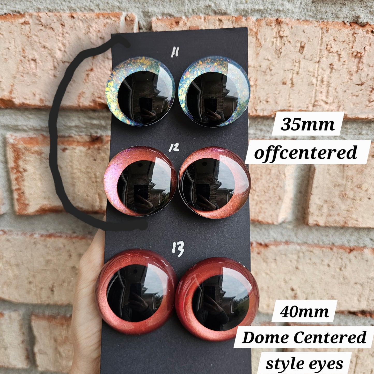 35mm & 40MM Eyes 30% DISCOUNT APPLIED Handpainted Glitter Sinker Recessed Safety Eyes Amigurumi Crochet