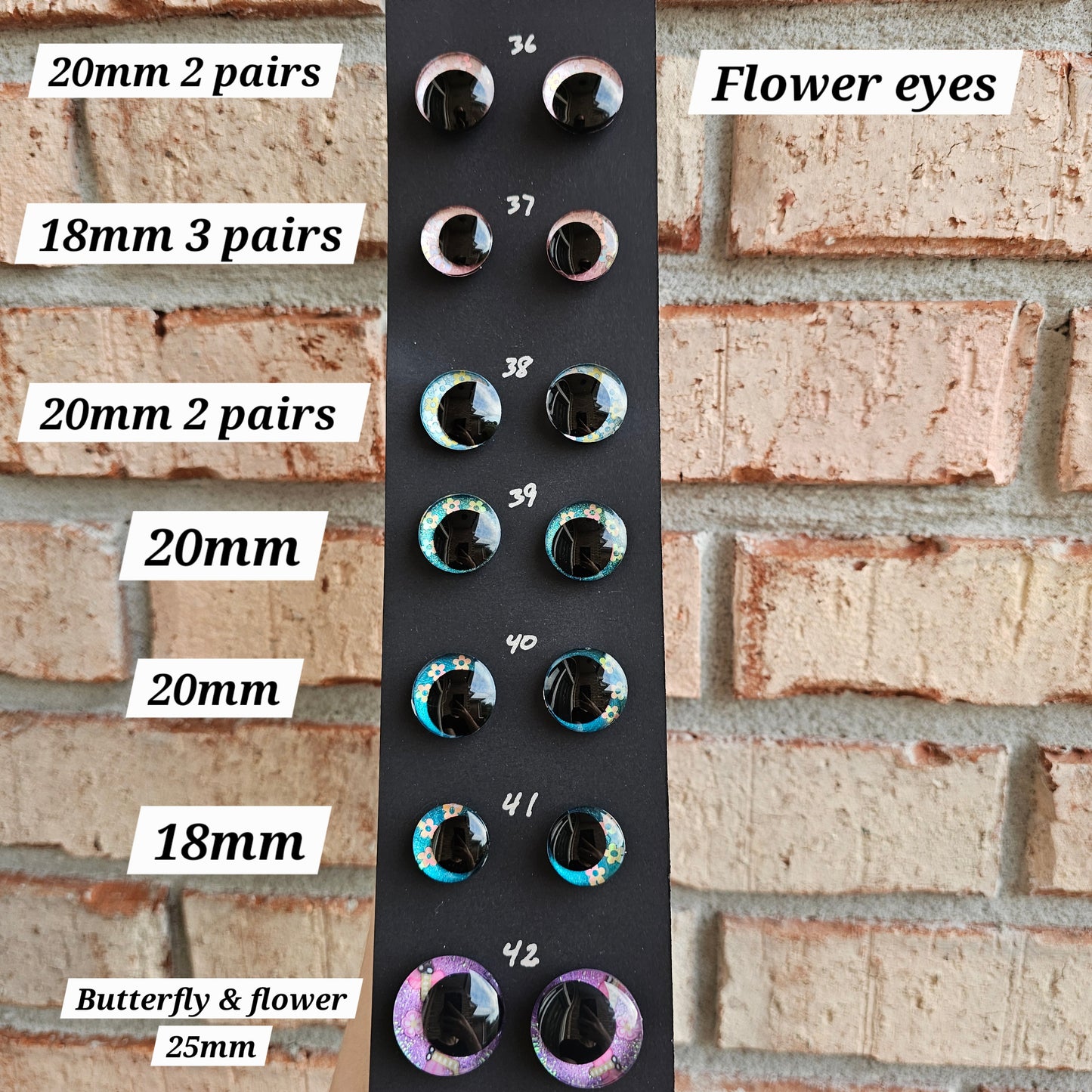 Spring / Flowers / Butterfly Specialty Eyes 30% DISCOUNT APPLIED Handpainted Glitter Sinker Recessed Safety Eyes Amigurumi Crochet