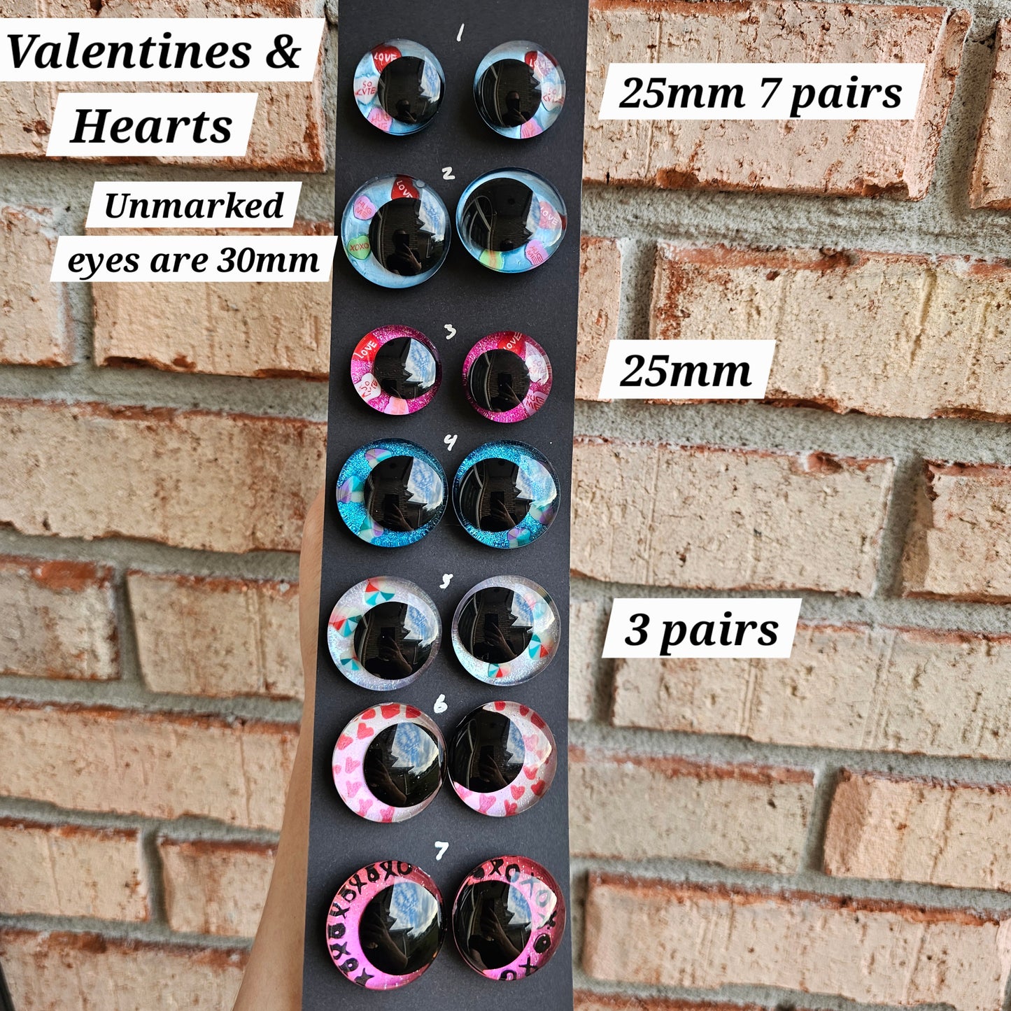 Valentine's Day Specialty Eyes 30% DISCOUNT APPLIED Handpainted Glitter Sinker Recessed Safety Eyes Amigurumi Crochet