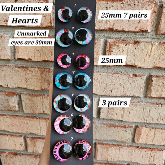 Valentine's Day Specialty Eyes 30% DISCOUNT APPLIED Handpainted Glitter Sinker Recessed Safety Eyes Amigurumi Crochet