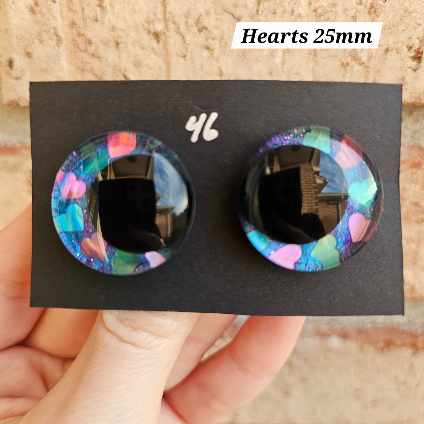 Valentine's Day Specialty Eyes 30% DISCOUNT APPLIED Handpainted Glitter Sinker Recessed Safety Eyes Amigurumi Crochet