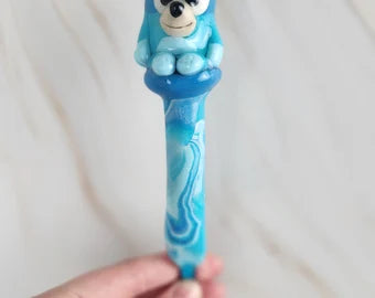 Bluey handsculpted clay crochet hook made to order