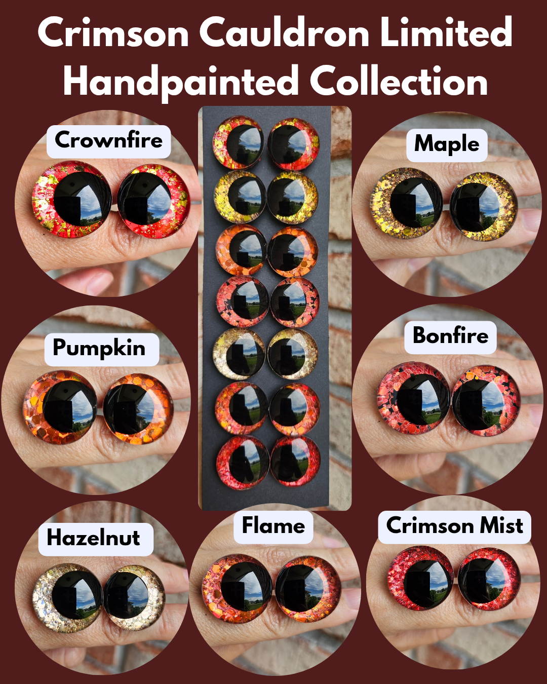 Bundle and Save Crimson Cauldron Collection Handpainted Sinker Recessed Safety Eyes