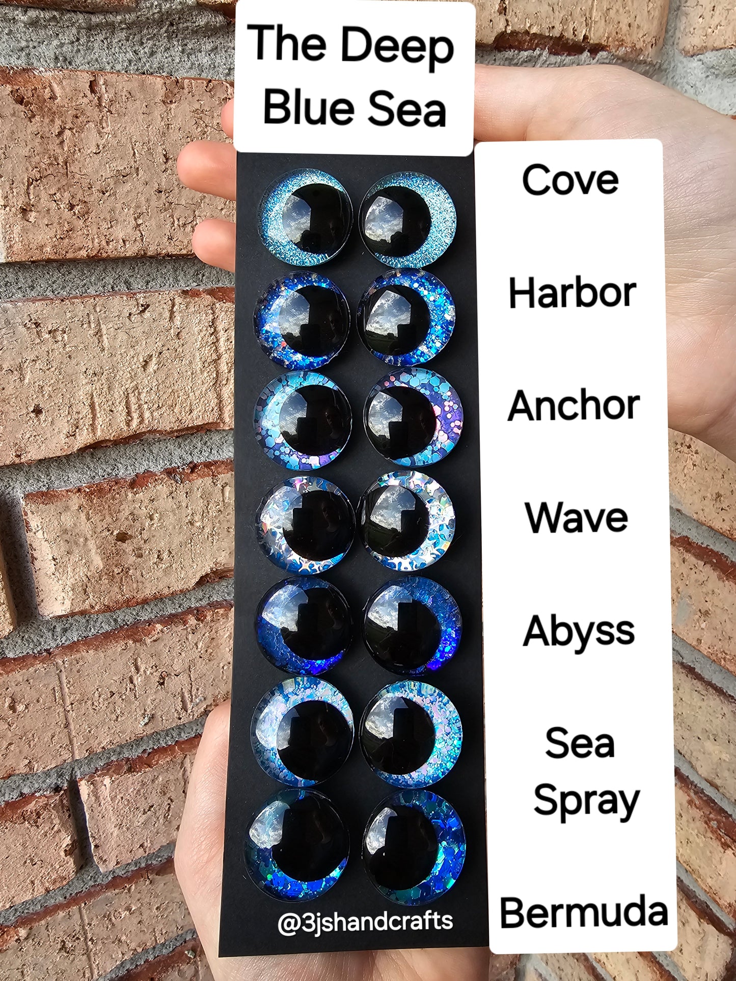 Deep Blue Sea Handpainted Glitter Sinker Recessed Safety Eyes Amigurumi Crochet