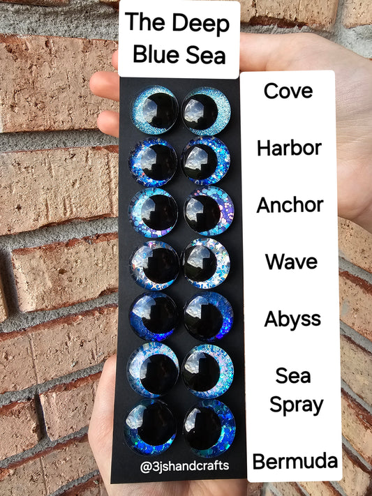 Bundle and Save Deep Blue Sea Handpainted Glitter Sinker Recessed Safety Eyes Amigurumi Crochet