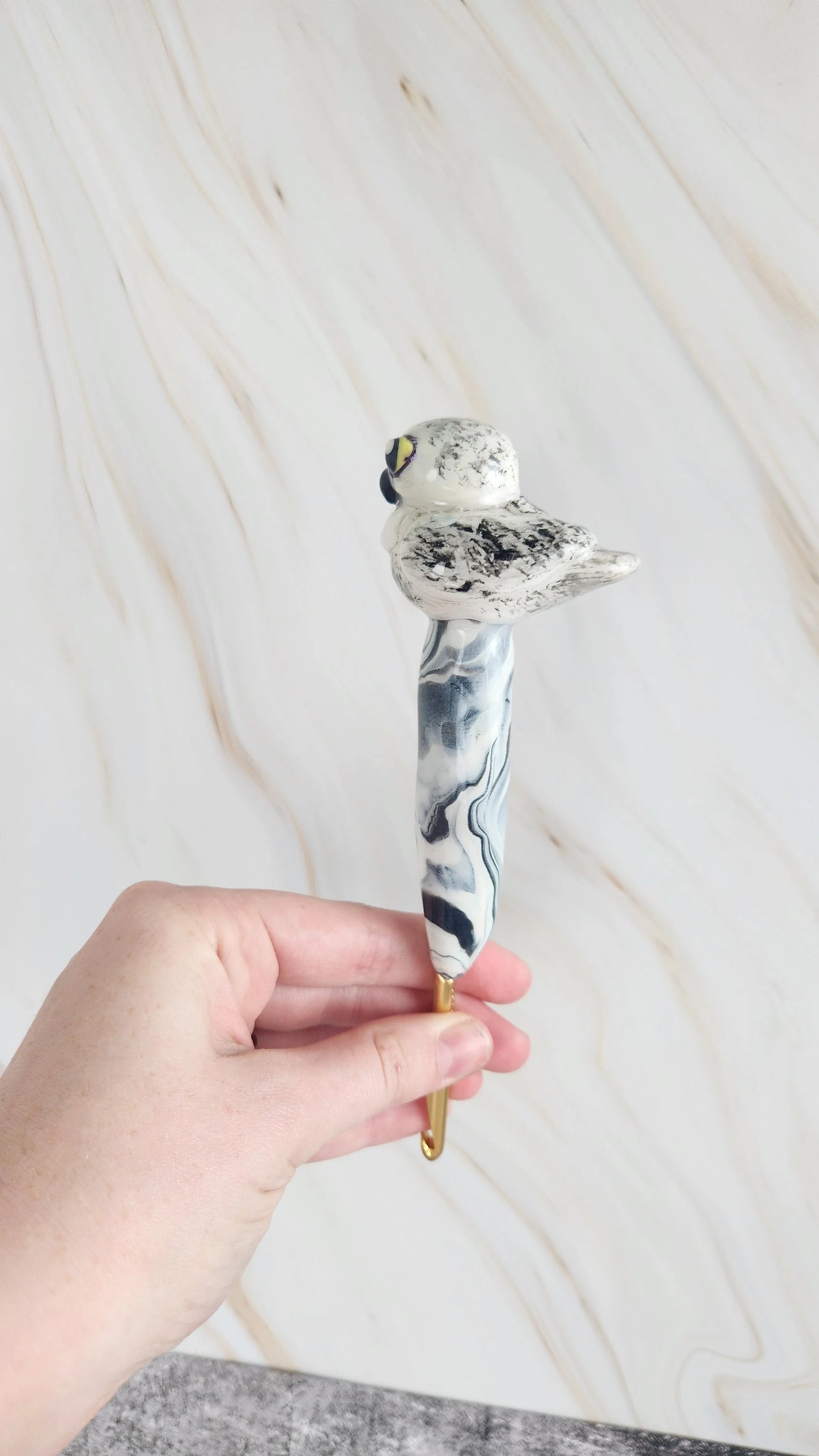 Harry Potter Hedwig handsculpted clay crochet hook made to order