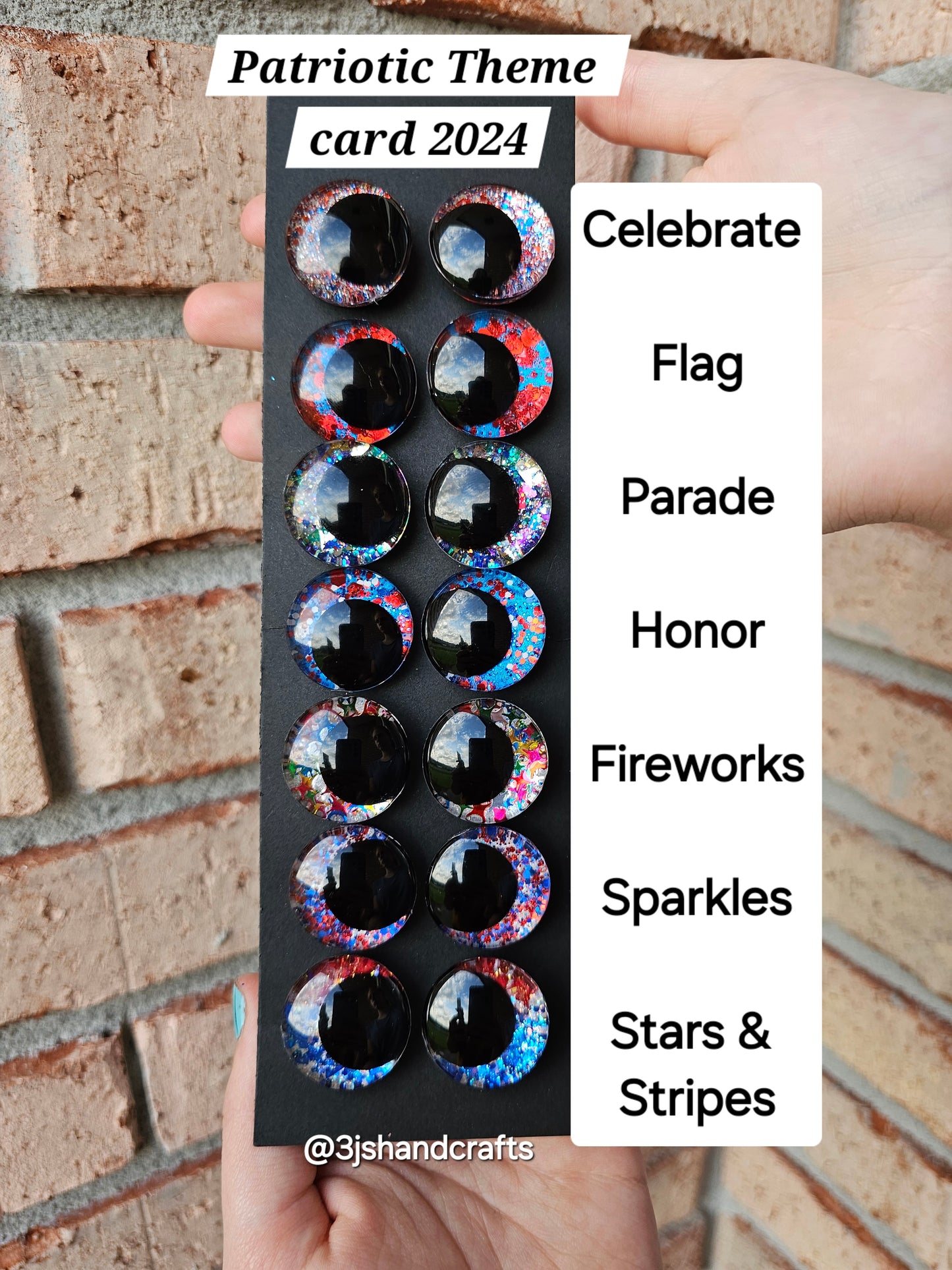 Patriotic Theme Handpainted Glitter Sinker Recessed Safety Eyes Amigurumi Crochet