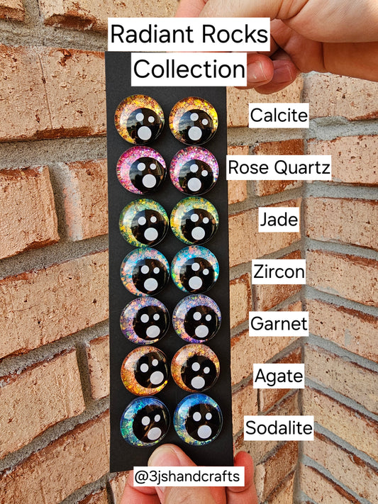 Bundle and Save Radiant Rocks Collection Handpainted Glitter Sinker Recessed Safety Eyes Amigurumi Crochet