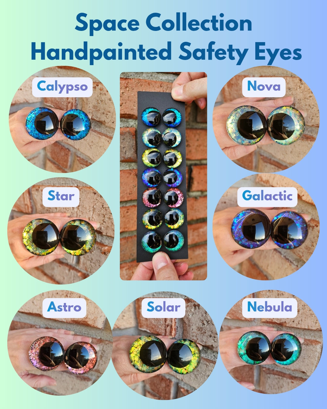 Bundle and Save Space Color Shift Collection Limited Edition Handpainted Glitter Sinker Recessed Safety Eyes Amigurumi Crochet