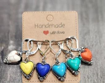 Colorful Hearts stitch markers 6pc