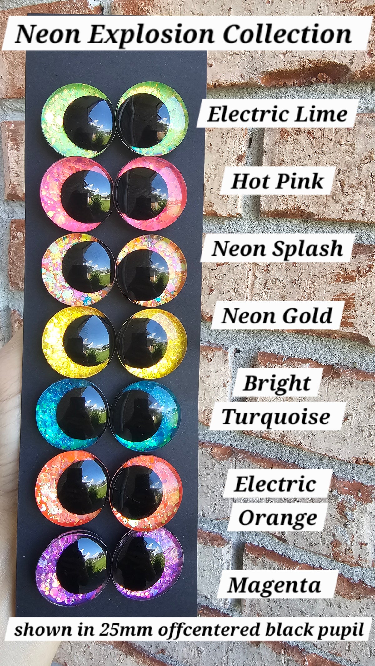 Bundle and Save Neon Explosion Collection Handpainted Sinker Recessed Safety Eyes Amigurumi Crochet