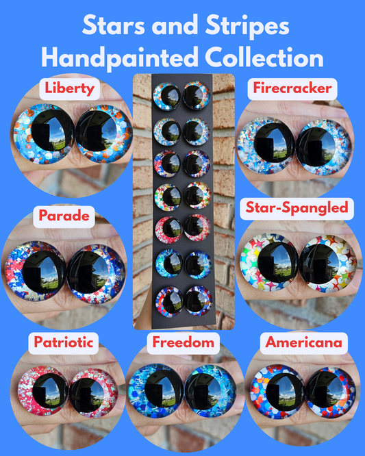 Bundle and Save Stars & Stripes Collection Handpainted Sinker Recessed Safety Eyes Amigurumi Crochet