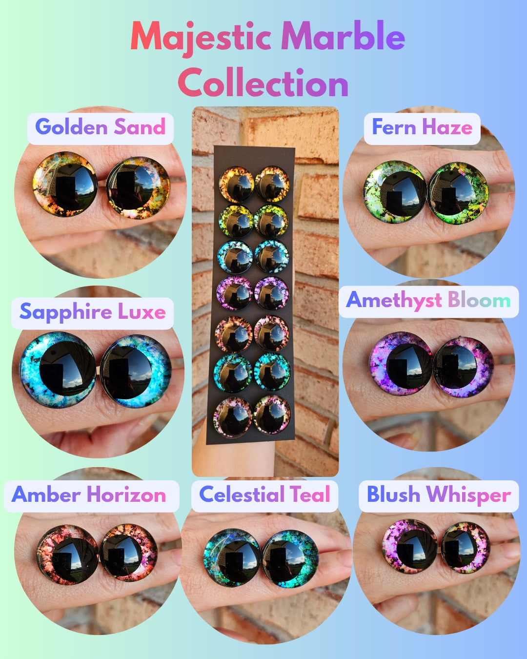 Bundle and Save Majestic Marble Collection Handpainted Sinker Recessed Safety Eyes Amigurumi Crochet