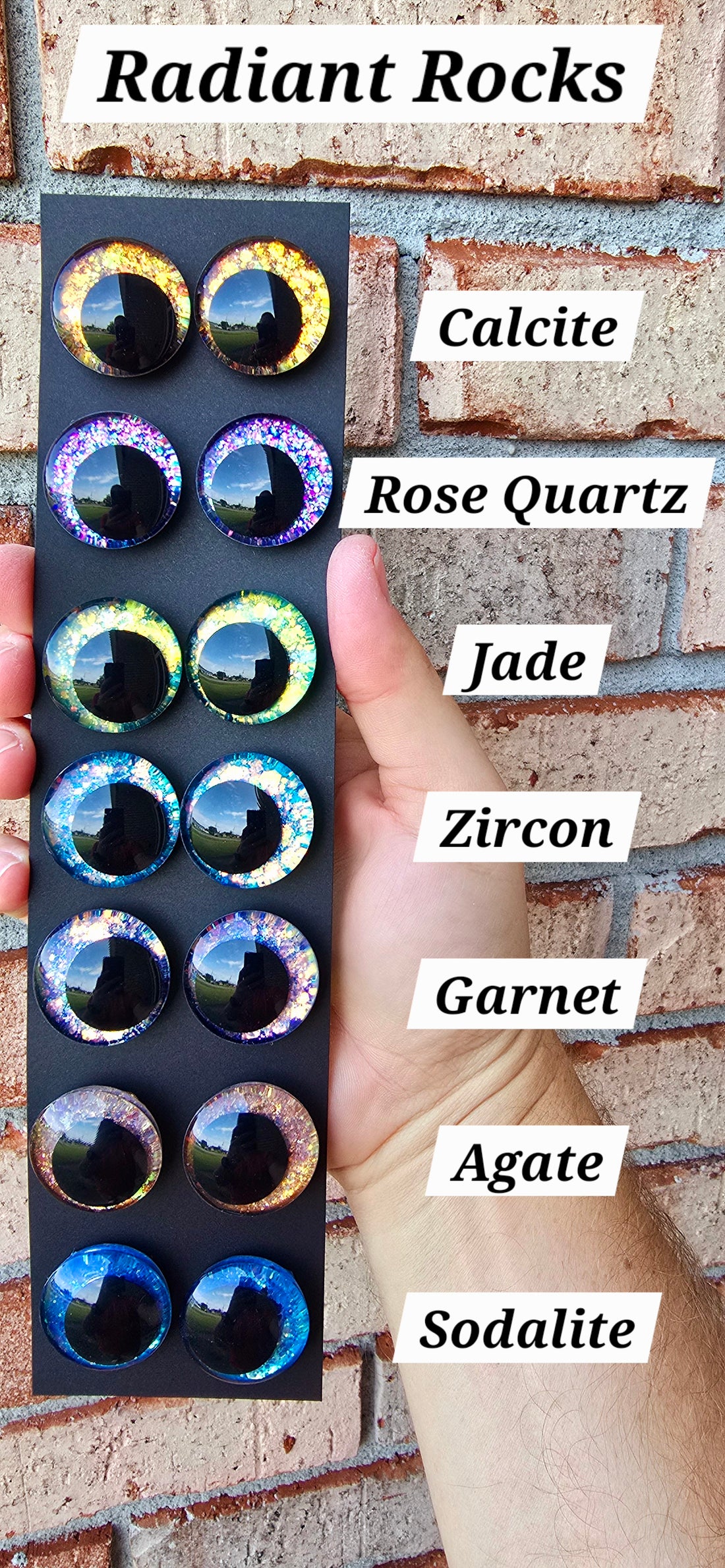 Individual Radiant Rocks Handpainted Glitter Sinker Recessed Safety Ey ...