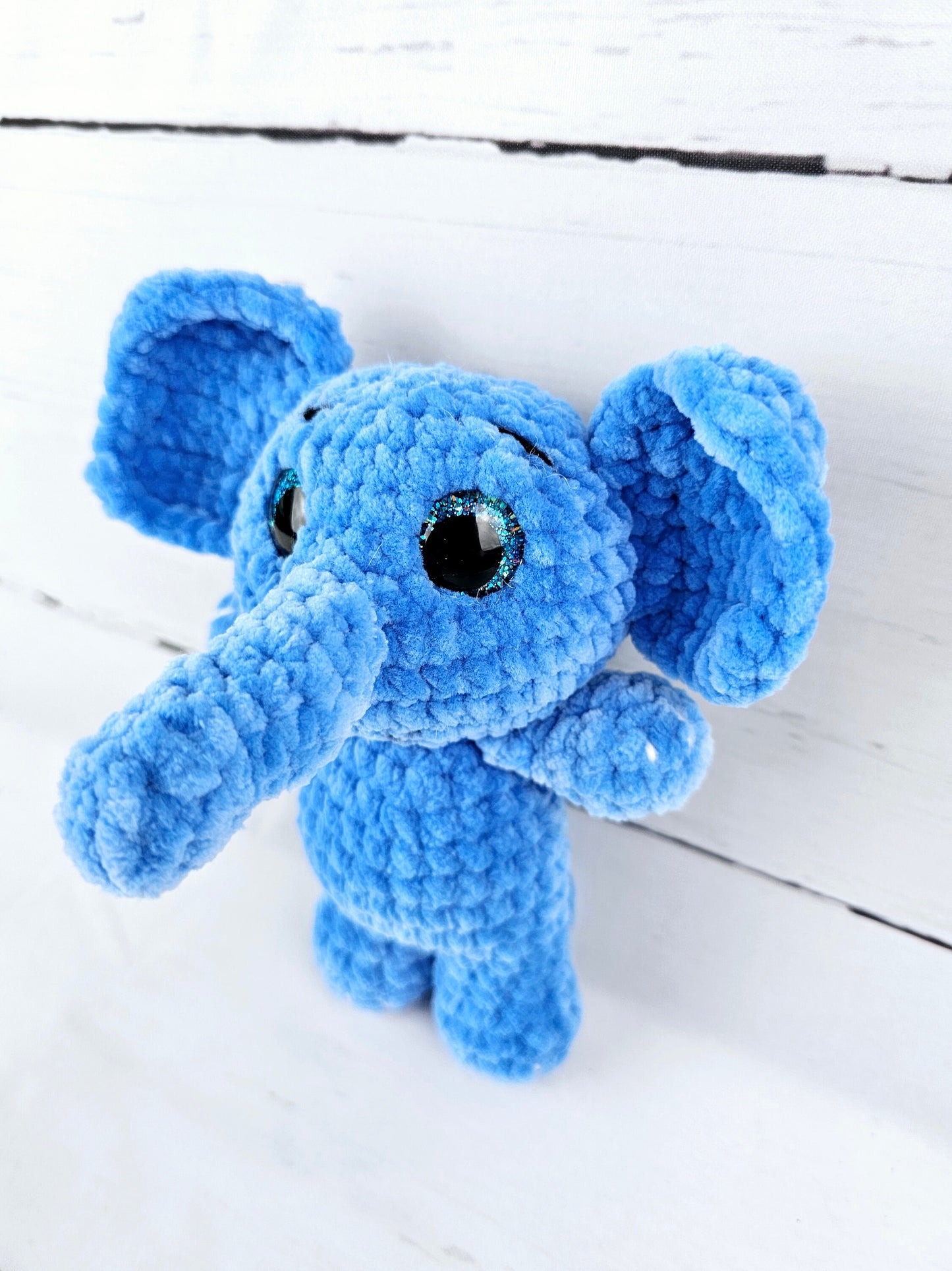 Crochet 6.5" Pocket Elephant (one elephant) in Chenille Yarn Plush Stuffed Animal Handmade