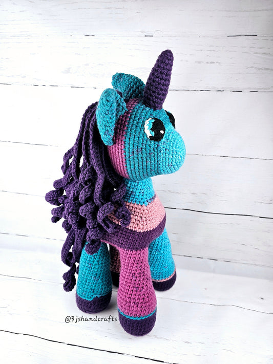 Crochet Jumbo Large 21.5" Unicorn purple Stuffed Animal Toy Handmade